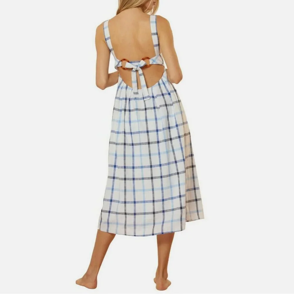 Red Carter Summer Plaid Cover-up Midi Dress